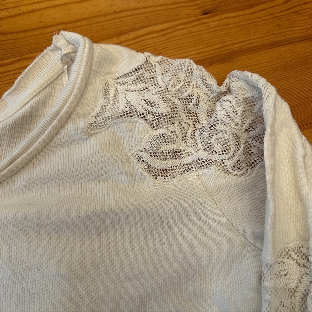 FREE PEOPLE Grandpa Jersey Outer Sunset Top in Ivory Lace women - S - Picture 8 of 11
